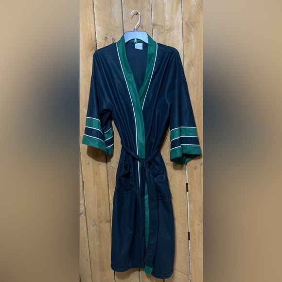 Vintage 90’s Puritan Black and Green Robe made in USA - Picture 1 of 5